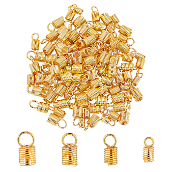 Unicraftale 120Pcs 4 Style 304 Stainless Steel Coil Cord Ends, Column, Golden, 30pcs/style