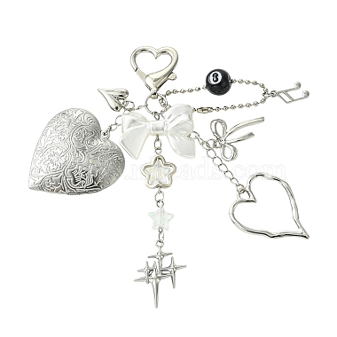 ABS樹脂製模造パール＆アクリル＆合金＆ステンレススチール製ロケットペンダント装飾品（1個）(HJEW-YW00454-02)-1