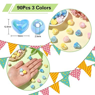 90Pcs 3 Colors UV Plating Opaque Rainbow Iridescent Acrylic Beads(PACR-CJ0001-32)-2