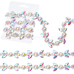 1 Yard Glass Rhinestone Chains, with Brass Findings, Garland Strands For Wedding, with Card Paper, Flat Round with Horse Eye, Silver, 22.5x7mm(DIY-WH0061-027S)