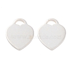 925 Sterling Silver Blank Heart Charms, Silver, 12x10x1mm, Hole: 3.5x2mm(STER-F057-03S-02)