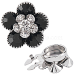 Brass Cuff Buttons, with Rhinestone, for Apparel Accessories, Flower, Platinum, 21.3x11.2mm, Hole: 5mm(DIY-WH20011-70D)