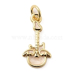 Brass Enamel Pendants, Long-Lasting Plated, Lead Free & Cadmium Free, with Jump Ring, Guitar Charm, Rack Plating, Real 18K Gold Plated, Old Lace, 17.5x9x2mm, Hole: 3.5mm(X1-KK-A268-20G-02)