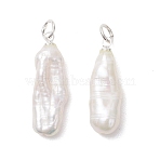 Natural Baroque Keshi Pearl Pendants, Nucleated Pearl Stick Charms with Brass and 304 Stainless Steel Findings, Creamy White, Silver, 23~25x8~8.5x4.5~6mm, Jump Ring: 5x0.8mm, Inner Diameter: 3.5mm
(PALLOY-JF04918)