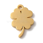 PVD Vacuum Plating 304 Stainless Steel Charms, Long-Lasting Plated, Laser Cut, Clover Charms, Golden, 11.5x7.5x1mm, Hole: 1.2mm(X-STAS-L081-022G)