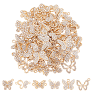 DIY Butterfly Jewelry Making Finding Kit, Including 60Pcs 6 Styles Zinc Alloy Rhinestone Pendants & Connector Charms, Light Gold, 13.5~18x17~23x1.7~2.5mm, Hole: 1.6~2.5mm, 10Pcs/style(DIY-FH0006-90)