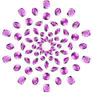 Sew on Rhinestone, Taiwan Acrylic Rhinestone, Two Holes, Garments Accessories, Flat Back and Faceted, Mixed Shapes, Purple, 5.4x5.3x2cm, 70pcs/box(ACRT-PH0001-06)