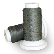 Flat Waxed Polyester Cord, for Leather Sewing Stitching, Gray, 0.8mm, about 54.68 yards(50m)/roll(OCOR-E021-A17)