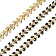 Vacuum Plating 304 Stainless Steel Cobs Chains, with Enamel, Soldered, with Spool, Golden, Black, 7x6x1mm(CHS-C004-01E-G)