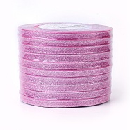 Glitter Metallic Ribbon, Sparkle Ribbon, with Silver Metallic Cords, Valentine's Day Gifts Boxes Packages, Deep Pink, 1/4 inch(6mm), about 33yards/roll(30.1752m/roll), 10rolls/group(RSC6mmY-033)