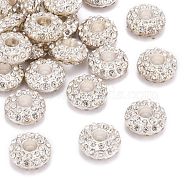 Alloy Rhinestone Beads, Cadmium Free & Lead Free, Grade A, Rondelle, Silver Color Plated, Size: about 16mm in diameter, 9mm thick, hole: 5mm(RSB065-S)