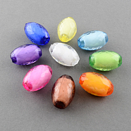 Transparent Acrylic Beads, Bead in Bead, Faceted, Oval, Mixed Color, 10x7mm, Hole: 2mm, about 1800pcs/500g(TACR-S096-M)