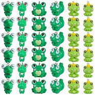 36Pcs 6 Styles Opaque Resin Pendant Cartoon Frog Pendant Creative Jewelry Accessories, Green, 18.9~29x17.5~22mm, Hole: 2.5mm, 6pcs/style(JX859A)