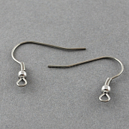304 Stainless Steel Earring Hooks, Ear Wire, with Horizontal Loop, Stainless Steel Color, 21x22mm, Hole: 2mm, 21 Gauge, Pin: 0.7mm(STAS-R044)