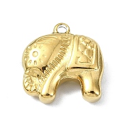 Ion Plating(IP) 304 Stainless Steel Pendants, Real 18K Gold Plated, Elephant, 14x13.5x5mm, Hole: 1.6mm(STAS-B058-21G-01)