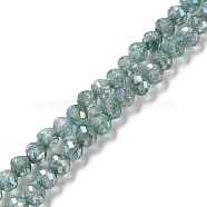 Transparent Electroplate Glass Beads Strands, Faceted, Round, AB Color Plated, Sea Green, 6x5.5mm, Hole: 1.2mm, about 70pcs/strand, 14.84 inch(37.7cm)(EGLA-F160-02G)