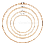 4Pcs 4 Styles Bamboo Cross Stitch Embroidery Hoops, Sewing Tool Accessory, Round, Cornsilk, 170~350x160~340x10~10.5mm, Inner Diameter: 143~322mm, 1pc/style(DIY-HY0001-76)