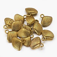 Tibetan Style Alloy Pendants, Lead Free & Cadmium Free & Nickel Free, Antique Golden, Shell, 12mm long, 17mm wide, 5mm thick, hole: 2.5mm(X-GQA-047Y-NF)
