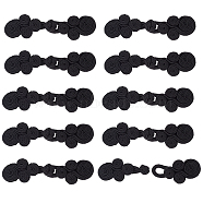 20 Pairs Handmade Chinese Frogs Knots Buttons, Polyester Button, Black, 20.5x65x4~7.5mm(BUTT-BC0001-06B)