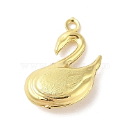 Rack Plating Brass Pendants, Cadmium Free & Lead Free, Long-Lasting Plated, Goose, 31x20x7mm, Hole: 2/1.2mm(KK-S380-20G-A)