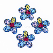 Transparent Acrylic Pendants, 3D Printed, Flower, Dodger Blue, 34x33x3mm, Hole: 1.5mm(KY-T022-32)