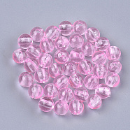 Transparent Plastic Beads, Round, Pink, 6x5.5mm, Hole: 1.8mm, about 5000pcs/500g(KY-T005-6mm-630)