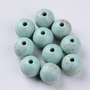 Antique Style Opaque Acrylic Beads, Round, Aquamarine, 10mm, Hole: 2mm, about 900pcs/500g(SACR-N007-A-16)