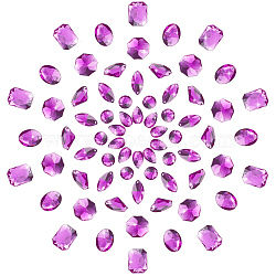 Sew on Rhinestone, Taiwan Acrylic Rhinestone, Two Holes, Garments Accessories, Flat Back and Faceted, Mixed Shapes, Purple, 5.4x5.3x2cm, 70pcs/box(ACRT-PH0001-06)