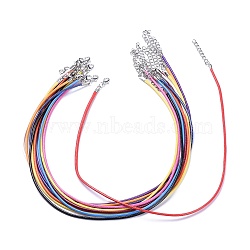 Waxed Cord Necklace Cords, with Platinum Color Zinc Alloy Lobster Clasps and Iron Chains, Mixed Color, about 18.1 inch long, 2mm in diameter(NCOR-R027-M)
