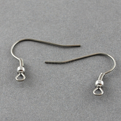 Tarnish Resistant 304 Stainless Steel Earring Hooks, Ear Wire, with Horizontal Loop, Stainless Steel Color, 21x22mm, Hole: 2mm, 21 Gauge, Pin: 0.7mm(STAS-R044)