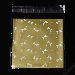 Rectangle OPP Cellophane Bags, with Bowknot Pattern, Goldenrod, 17x14cm, Unilateral Thickness: 0.035mm, Inner Measure: 13.9x14cm, about 95~100pcs/bag(OPC-L001-45A)