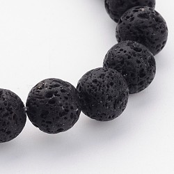 Natural Lava Rock Beads Strands, Round, Black, 8mm, Hole: 2mm, about 47pcs/strand, 15 inch(X-G434-1B)