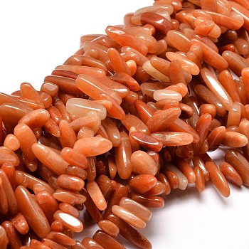 Natural Red Aventurine Chip Beads Strands, 8~30x5~12mm, Hole: 1mm, about 15.3 inch~15.7 inch