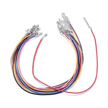 Waxed Cord Necklace Cords, with Platinum Color Zinc Alloy Lobster Clasps and Iron Chains, Mixed Color, about 18.1 inch long, 2mm in diameter