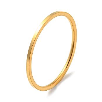 Ion Plating(IP) 304 Stainless Steel Simple Plain Band Finger Ring for Women Men, Real 18K Gold Plated, Size 10, Inner Diameter: 20mm, 1mm