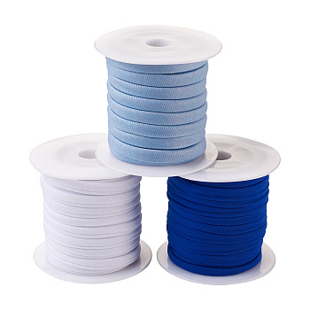 3 Colors Flat Polyester Elastic Cord, Webbing Garment Sewing Accessories, Mixed Color, 5mm, about 3m/roll, 1roll/color, 3rolls/set