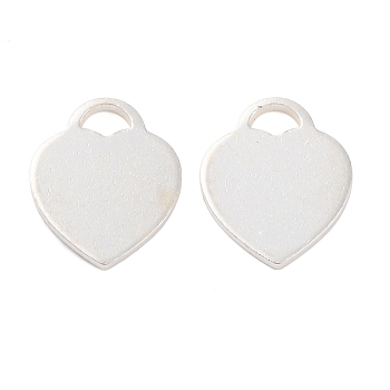 925 Sterling Silver Blank Heart Charms, Silver, 12x10x1mm, Hole: 3.5x2mm