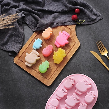 Easter Theme Food Grade Silicone Molds, Fondant Molds, Baking Molds, Chocolate, Candy, Biscuits, UV Resin & Epoxy Resin Jewelry Making, Easter Chick, Pink, 228x150x22.5mm, Inner Size: 41.5~63x30.5~48mm