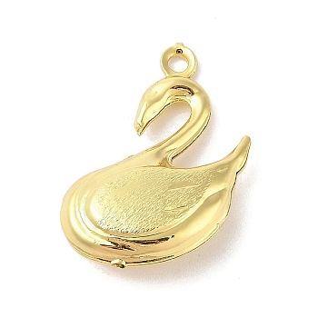 Rack Plating Brass Pendants, Cadmium Free & Lead Free, Long-Lasting Plated, Goose, 31x20x7mm, Hole: 2/1.2mm