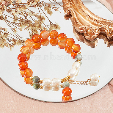 Olycraft 2 Strands Natural Carnelian Beads Strands(G-OC0004-56)-5