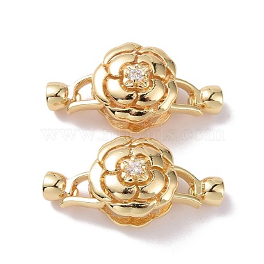 Golden Clear Brass+Cubic Zirconia Fold Over Clasps
