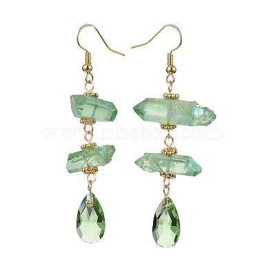 Light Green Teardrop Quartz Crystal Earrings