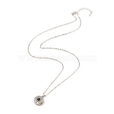 Magnetic Moon & Star with Rhinestone Pendant Necklaces for Girl Women(NJEW-B081-01B)-2
