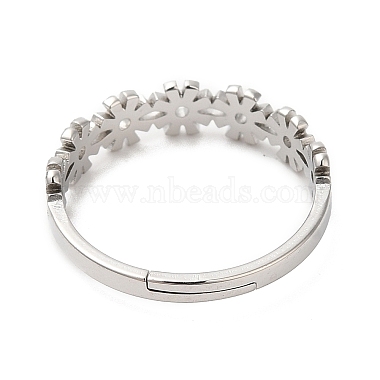 Non-Tarnish 304 Stainless Steel Flower Adjustable Ring for Women(RJEW-M149-37P)-2