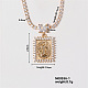 Chic Rectangle Necklace with Shiny Diamonds and Virgin Mary Pendant(WL1506-1)-1