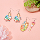 2 Pair 2 Style Book & Brush & Palette Single Face Printed Wood Dangle Earrings(EJEW-AN0002-74)-7