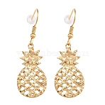 304 Stainless Steel Dangle Earrings, Pineapple, Golden, 45x15mm(EJEW-E617-06G)