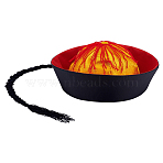 Polyester Traditional Chinese Qing Dynasty Official Hat, Mandarin Court Cap with Braided Queue for Costume & Cultural Events, Gold, 250x115mm, Inner Diameter: 190mm(AJEW-WH0410-576)