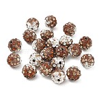 Handmade Polymer Clay Rhinestone Beads, Round, Camel, 10mm, Hole: 1.8mm(RB-CBAFAF8-01A)