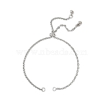 304 Stainless Steel Cable Chain Rolo Chain Bracelet Making, with Brass Slider Beads, Stainless Steel Color, 9-1/2 inch(24cm)(AJEW-JB01459-02)